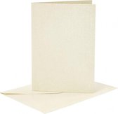 kaarten met enveloppen 10,5 x 15 cm 4 stuks parelmoer wit