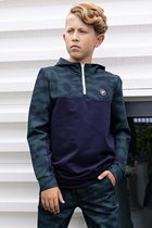 Bellaire jongens hoodie met rits en camo aop Navy Blazer