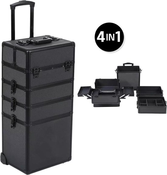 twaalf oosters Vacature BrightWise® Professionele Visagie Kappers Koffer Trolley - Make Up Koffer  Trolley -... | bol.com