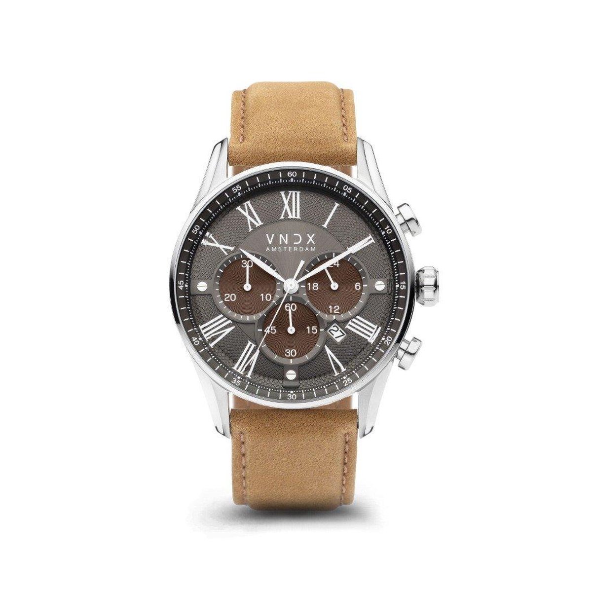 VNDX Amsterdam - Horloge voor mannen - The Chief Two-Tone Leder Beige