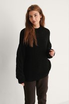 Na-kd Cable Knitted Sweater Truien & Vesten Dames - Sweater - Hoodie - Vest- Zwart - Maat XS