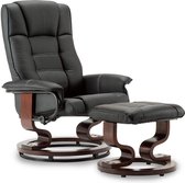 Luxe Relaxstoel - Ligfunctie - Met Kruk - Kunstleer - 360 Graden - Chill stoel - Zwart - Televisie Stoel - 75 x 77 x 103 cm