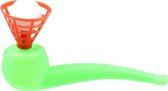 blaaspijpje junior 10 cm groen/oranje 2-delig