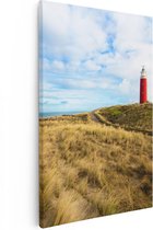 Artaza Canvas Schilderij Vuurtoren met Duinen in Texel - 20x30 - Klein - Foto Op Canvas - Canvas Print