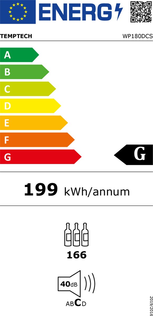 Temptech WP180DCS Wijnkoelkast 2 Zones voor 163 Flessen - afbeelding 2