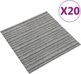 vidaXL Tapijttegels 20 st 5 m² 50x50 cm gestreept grijs