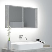 vidaXL Badkamerkast met spiegel en LED 80x12x45 cm betongrijs