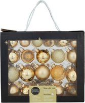 42 x Oneiro's Luxury Gouden kerstballen – ø6 cm x 10 stuks - ø5 cm x 20 stuks - ø4 cm x 12 stuks- kerstbal - luxe verpakking – kerstcollectie – kerstdecoratie – kerstboomhanger – k