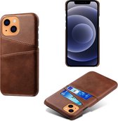 Apple iPhone 13 Back Cover | Pu Leren Telefoonhoesje | Wallet | Bruin