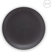 vtwonen Borden - Ontbijtborden - Serviesset van 4 - Bordenset Mat Zwart- 20cm