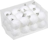 72x stuks kerstversiering witte sneeuw effect kerstballen 4-5-6 cm - Pakket - Kunststof