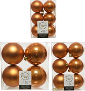 Kerstversiering kunststof kerstballen cognac bruin 6-8-10 cm pakket van 22x stuks - Kerstboomversiering