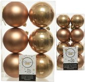 Kerstversiering kunststof kerstballen camel bruin 4-6 cm pakket van 40x stuks - Kerstboomversiering