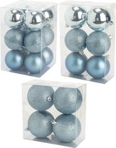 Kerstversiering set kerstballen in het ijsblauw 6 - 8 - 10 cm pakket - 62x stuks - mat/glans/glitter mix