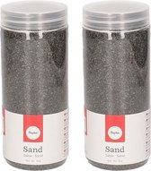 4x pakjes fijn decoratie zand antraciet 475 ml - Decoratiezand fijn donkergrijs - Potjes en vazen vulmateriaal
