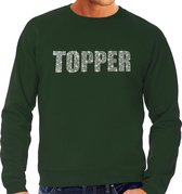 Glitter Topper foute trui groen met steentjes/ rhinestones voor heren - Glitter kleding/ foute party outfit S