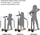 Kickstep - Voor kinderen - Knipperend wiel - Verstelbaar - Voetstep - Kinderen Buitensportspeelgoed - Snelle demontage - Scooter-skateboard met 3 wielen - Stijl 2