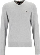 Tommy Hilfiger Pima Cotton Cashmere - V-hals heren trui katoen met kasjmier - lichtgrijs melange (Light Grey Heather) -  Maat: XL