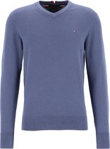 Tommy Hilfiger Pima Cotton Cashmere - V-hals heren trui katoen met kasjmier - jeansblauw (Faded Indigo) -  Maat XL