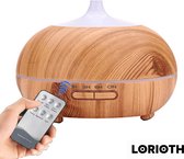 LORIOTH® Luchtreiniger - Luchtbevochtiger - Led - Geur aroma's -  Inclusief Afstandsbediening - Slaapkamer - 300ML - Hout