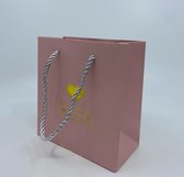 5 Luxe cadeau tasjes - Present for you - Roze - 14 x 14,6 x 7,1 cm - Kado verpakkingen -