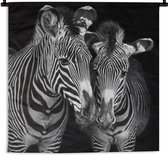 Wandkleed - Wanddoek - Dierenprofiel zebra's in zwart-wit - 120x120 cm - Wandtapijt