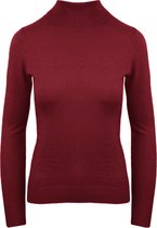 Trui Pearson - Basic Zachte Coltrui - Ruimvallend - Dun Gebreid - Burgundy