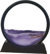 Bewegende Zandkunst In Glas 20 x 20 cm Paars - Zandlandschap | Ontspanning kunst | Zandloper | Bureau Thuis of Kantoor | Inclusief Syringe |