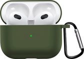 Airpods 3 Hoesje Case Siliconen Hoes Geschikt voor Apple AirPods 3 Case Hoesje Met Clip - Donker Groen