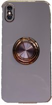 iPhone X/Xs hoesje met ring - Kickstand - iPhone - Goud detail - Handig - Hoesje met ring - 5 verschillende kleuren - zalm roze - Grijs/blauw - Donker groen - Zwart - Paars