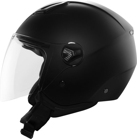 CMS DJET PLAIN Matt zwart Motorhelm scooterhelm brommerhelm