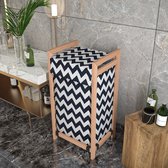 AnkaFlex Wasmand - Houten Frame en Katoenen Zak - 70 l. - Met Stijlvol Patroon