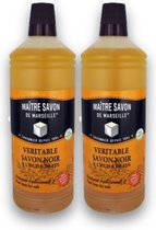 2x 1L Maitre Savon - Zwarte zeep - Bruine zeep - ambachtelijke zeep voor alle vloeren op basis van lijnolie