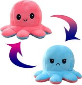 Omkeerbaar Octopus Knuffel | Stemming Pluche | Reversible | Inside Out | Speelgoed | Tik Tok  | Blauw | Roze | 1 Stuk
