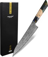 Shinrai Japan™ - Special Edition - Emerald Epoxy Jewels - Couteau de chef 23 cm - Couteau de chef japonais - Couteau Damas - Couteaux de chef - Couteaux de cuisine - Livré dans un coffret cadeau de luxe