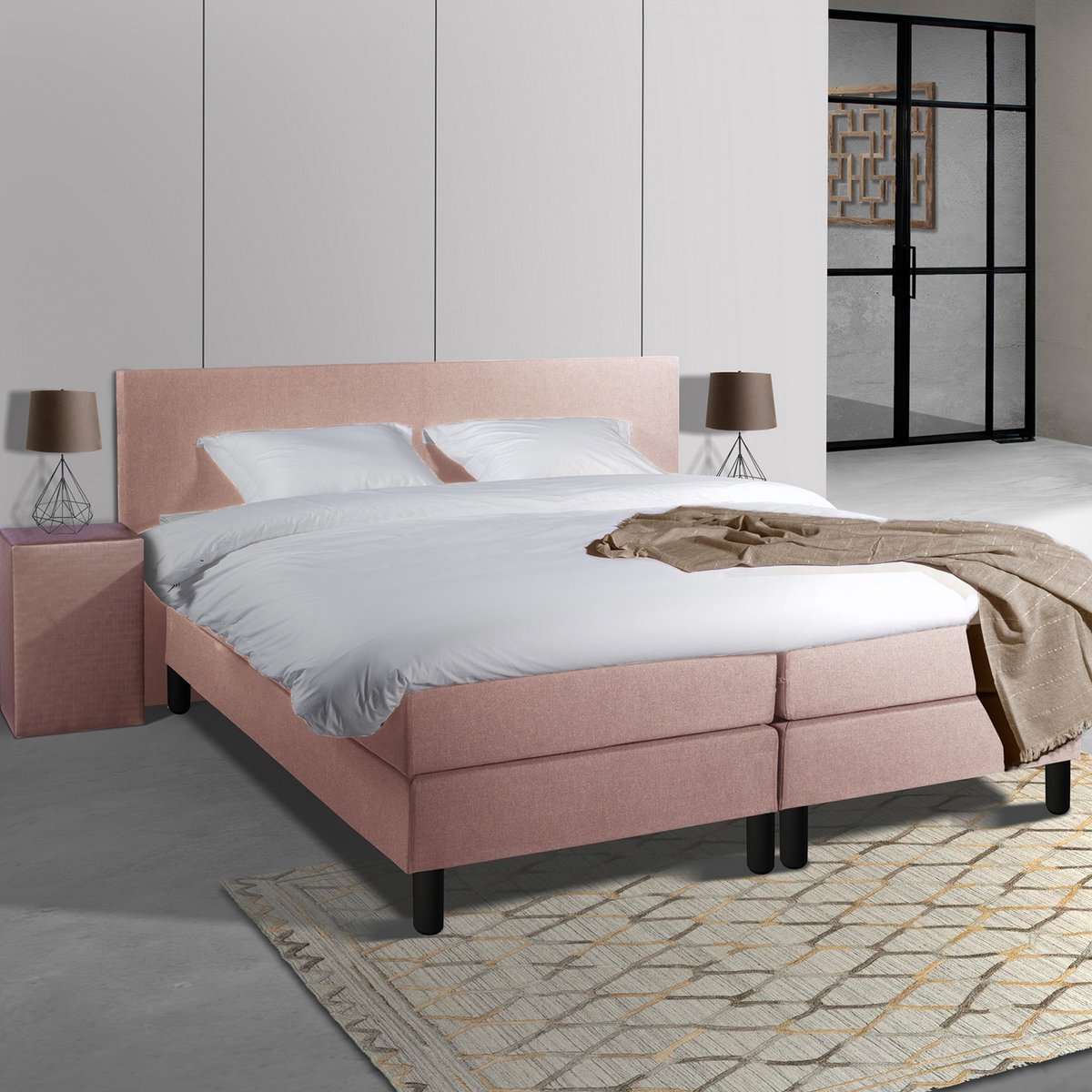 Anno 1588 Comforta Boxspringset - Pocketvering - Oud Roze - 140x220 - Inclusief dekbed + 2 kussens