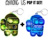 Fidget Toy - Among Us Pop It – Among Us Sleutelhanger – Set van 2 -  Blauw en Groen  [TMD Gaming Fidgets]