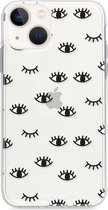 Fooncase Hoesje Geschikt voor iPhone 13 Mini - Shockproof Case - Back Cover / Soft Case - Eyes / Ogen