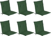 Beautissu Set van 6x Tuinkussens Lage Rug Loft NL 100 x 50 x 6 cm - Kussen Donker Groen - Zitkussen Sierkussen Tuinstoel