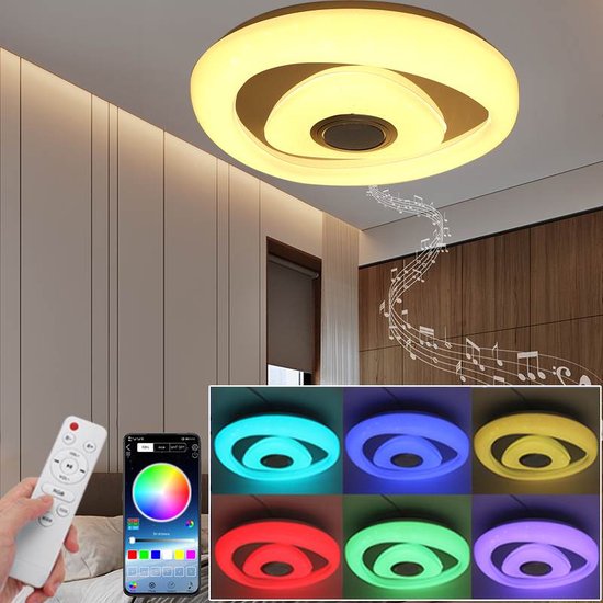 RGB LEDplafondverlichting APP Bluetoothluidspreker Muzieklamp Slaapkamerlamp