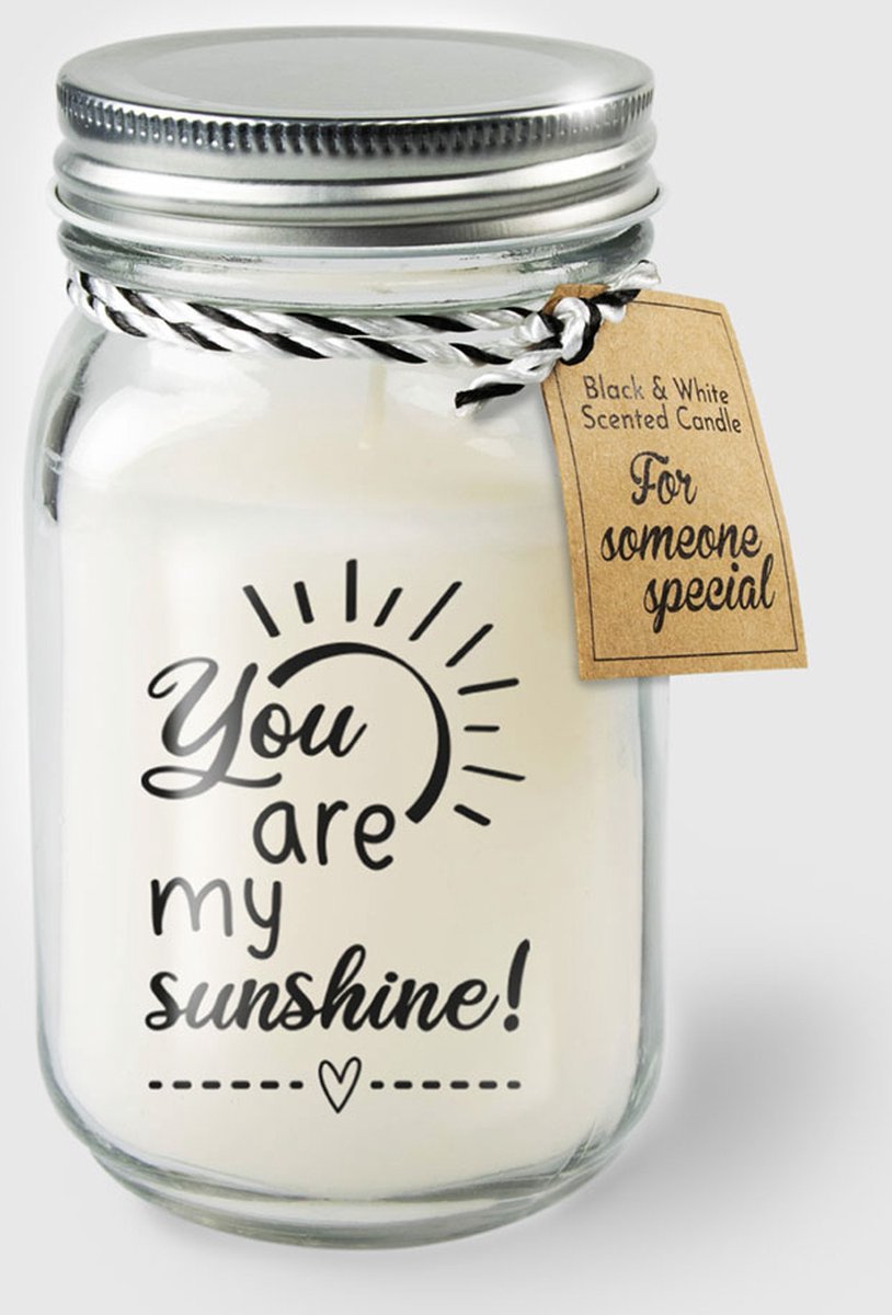Paper dreams Black & White geurkaars - You are my sunshine Wit