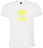 Wit T-Shirt met “ New York Yankees “ logo Neon Geel Size M