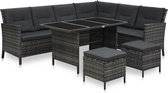 Decoways - 4-delige Loungeset met kussens poly rattan grijs