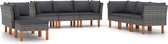 Decoways - 9-delige Loungeset met kussens poly rattan grijs