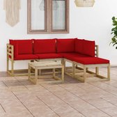 Decoways - 6-delige Loungeset met rode kussens