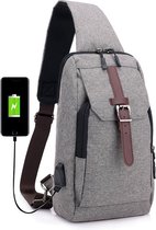 Crossbody Small-Bag! Moderne slingbag met usb poort - Grijs - Stijlvolle multifunctionele schoudertas