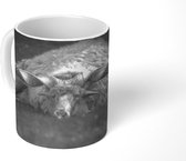 Mok - Schaap met grote hoorns - zwart wit - 350 ML - Beker