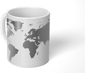 Mok - Wereldkaart - Goud - Stippen - zwart wit - 350 ML - Beker