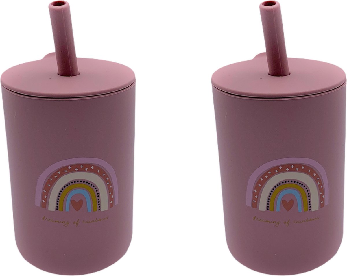 Goedkoopste Lonnie Bekertjes - Regenboog - Beker - Rietjes