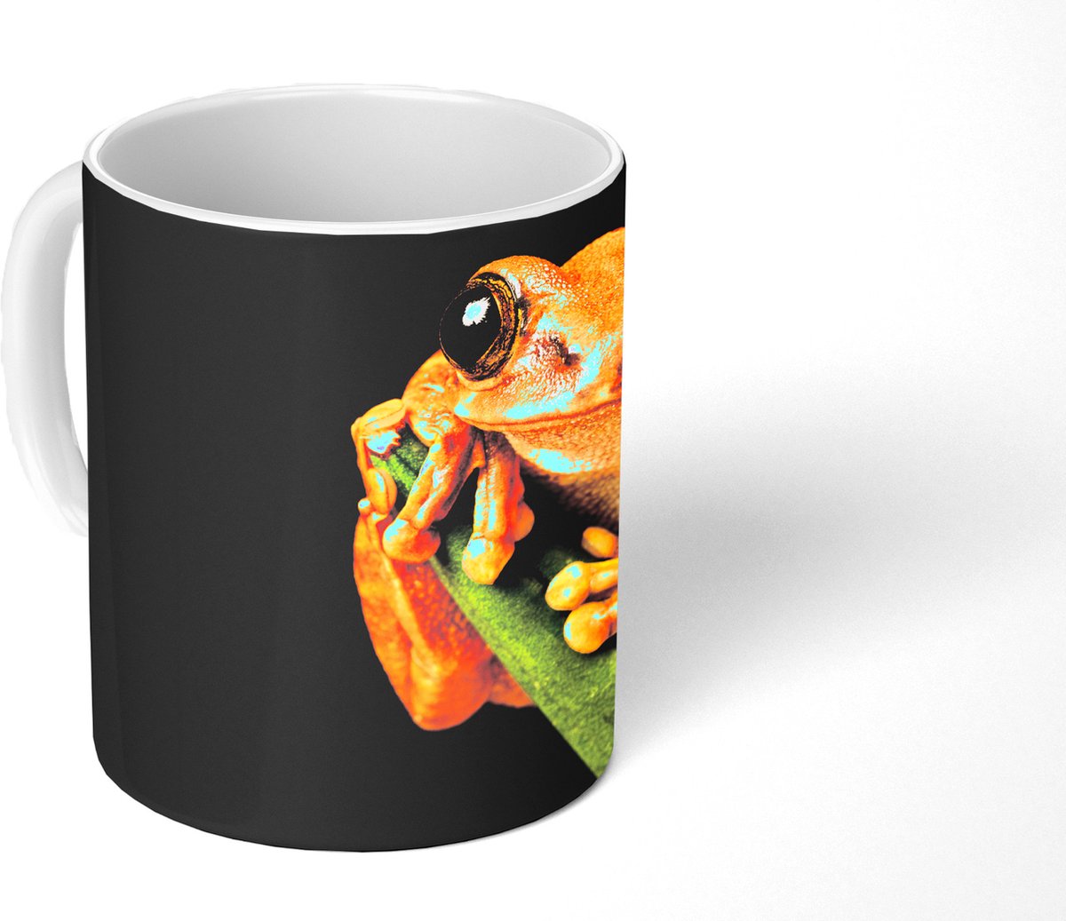 Mok - Koffiemok - Kikker - Gras - Zwart - Mokken - 350 ML - Beker - Koffiemokken - Theemok